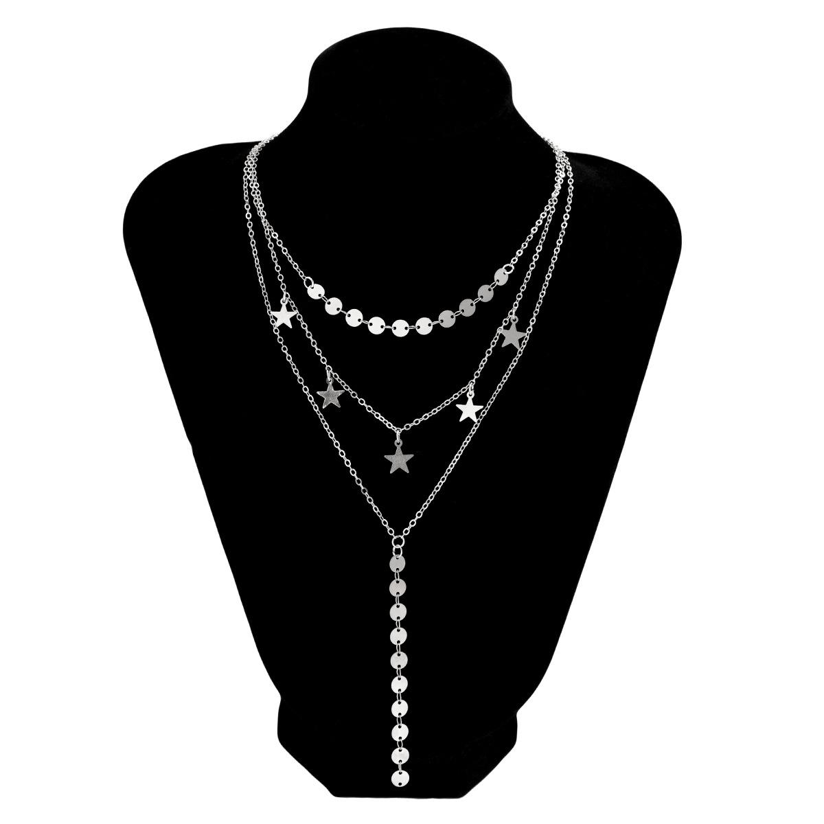

Аксессуары, персонализированные многослойные колье с бахромой для бизнеса, простые длинные колье Y-образной формы со звездами и пайетками для женщин