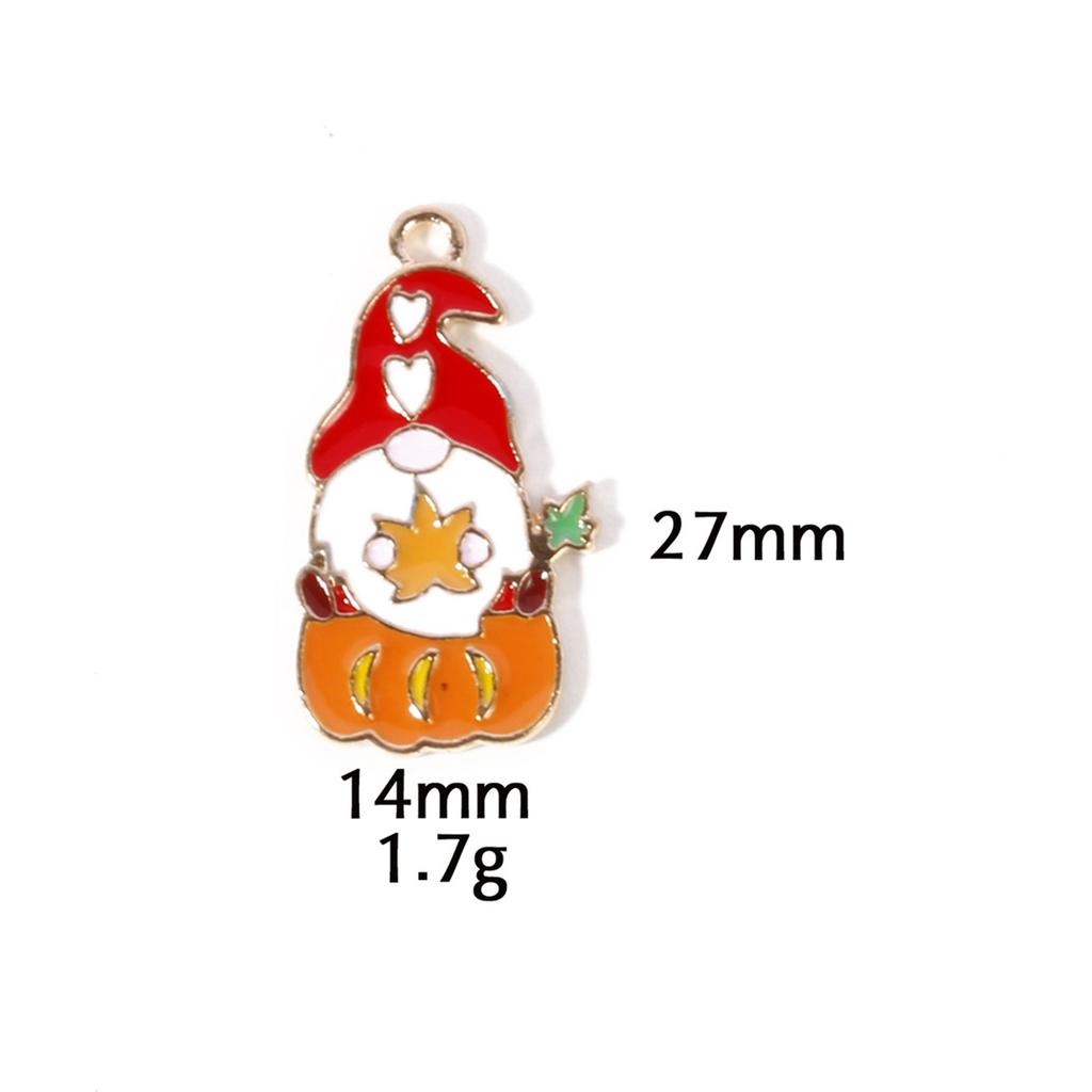 10 Pcs Zinc Based Alloy Autumn Style Halloween Charms Orange Pumpkin Enamel Gold Color Metal Pendants For DIY Jewelry Making