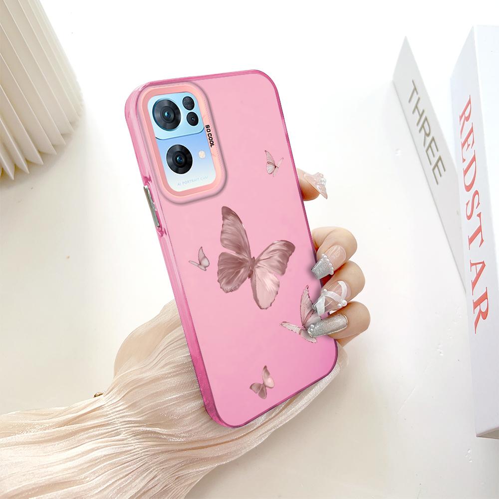 Painted Pattern Colorful Sliver Double Sided Hard Shell Shockproof Anti-fall Phone Casing for OnePlus OPPO Reno Realme