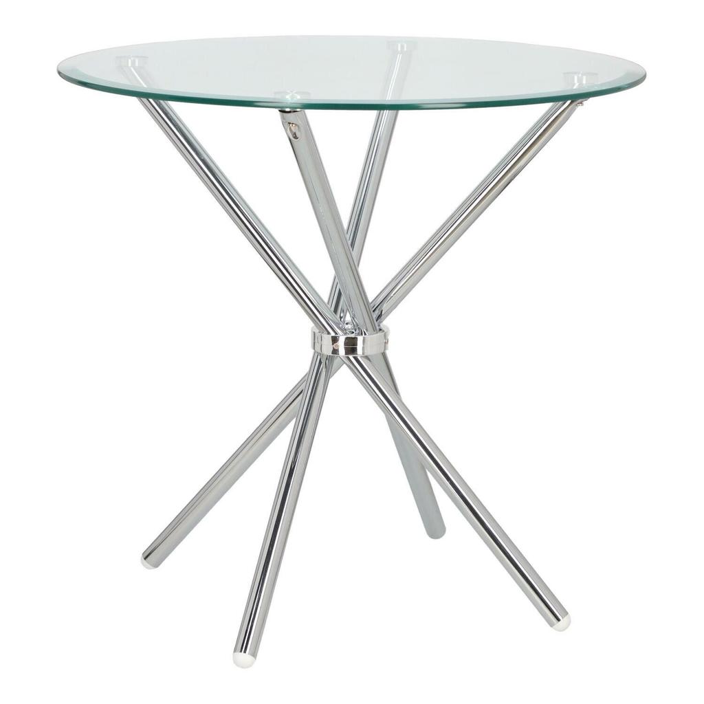 Round Table Ufo 90Cm Transparent/Chrome Glass Tabletop