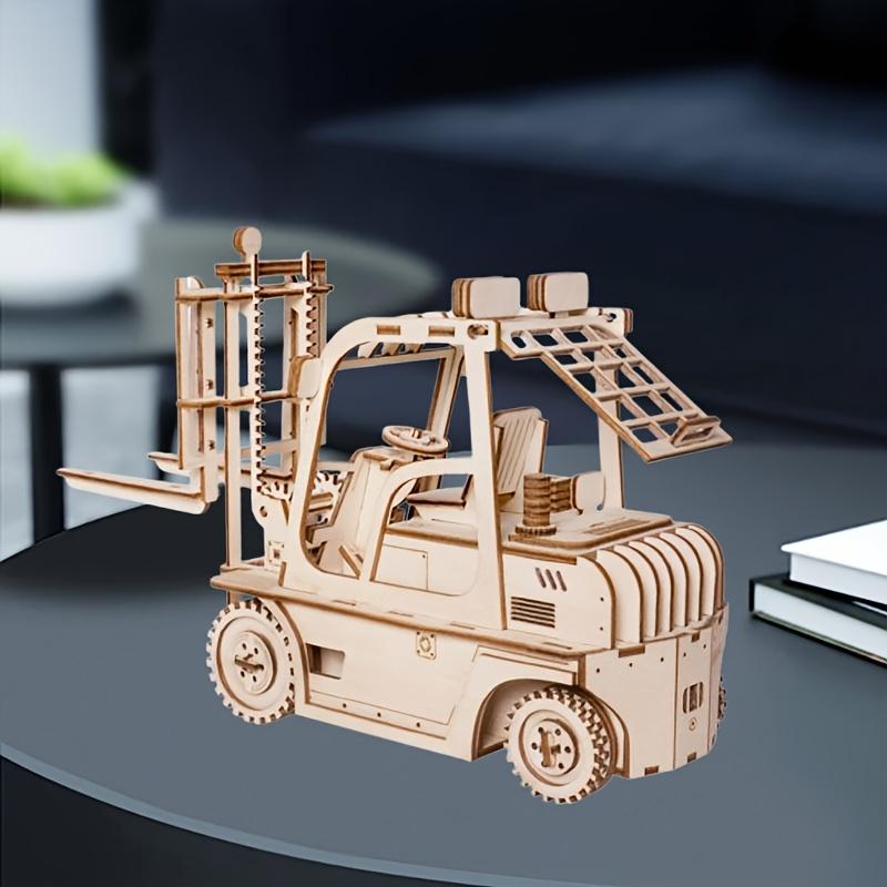3D Wooden Puzzle for Adults Forklift Engineering Vehicle Building Block Mechanical Car Model Kits STEM Toy Gift for Kids Boys