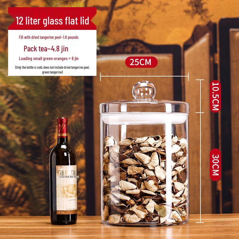 Large Glass Food-Grade Storage Jar for Dried Tangerine Peel and Tea Sealed for Freshness