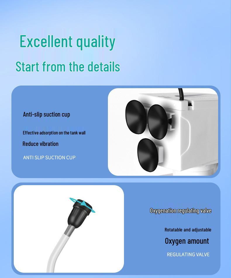 Silent All-in-One Fish Tank Filter with Built-in Oxygenation and Water Circulation