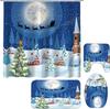 5style 4Pcs Bathroom Shower Curtain Set Christmas Tree Bathroom Curtain With 12 Hooks Non Slip Rugs Toilet Cover Mat Bathroom Partition