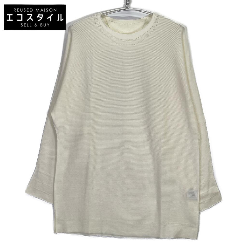 ISSEIMIYAKE A.POC AT11KK414 White Cotton X Nylon Long Sleeve Design Knit Pullover Tops 3 whiteUsed