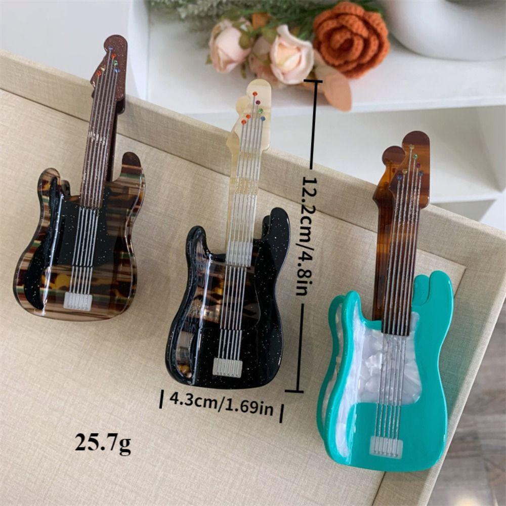 Video Tape Acetate Guitar Hair Claw Acetic Acid Big Shark Clip Personalized Music Hair Clip  Female