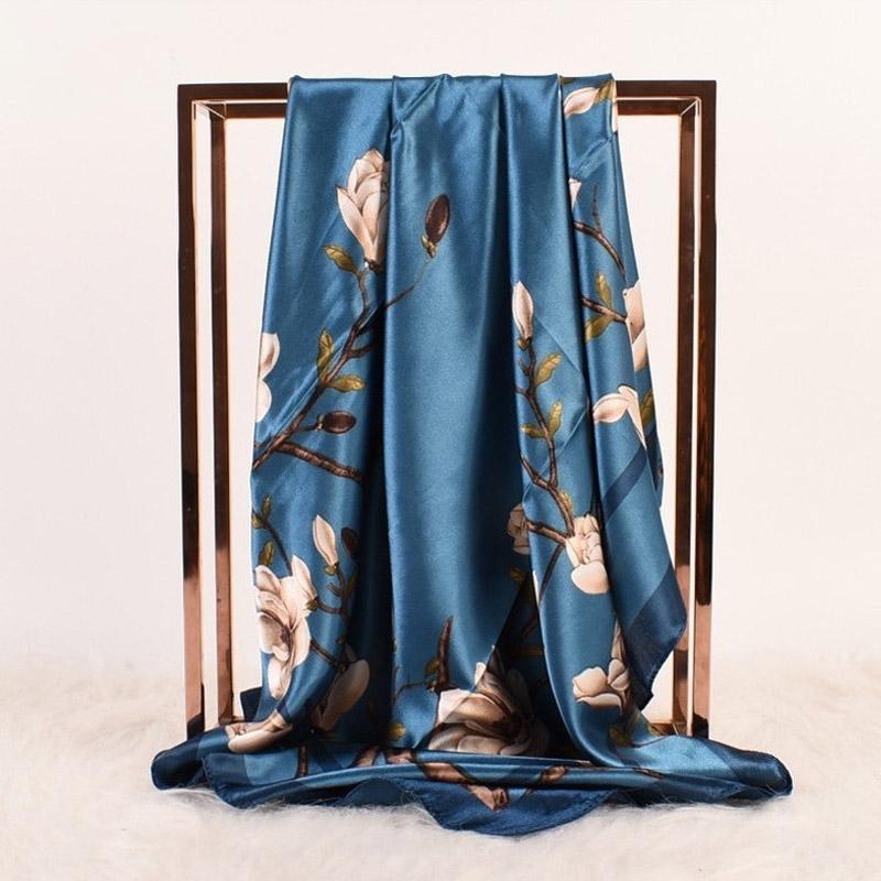 High Quality Silk Square Scarf Women Silk Shawl Neckerchief Female Print Headband Head Wraps Foulard Hijab Hair Bands Bandana