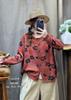 Fall 2026 Women's Loose Round Neck Knit Cardigan with Retro Floral Print