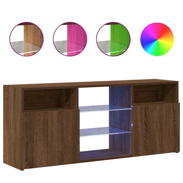 VidaXL Meuble TV avec lumières LED Chêne marron 120x30x50 cm, meuble TV, meuble HiFi, centre de divertissement, meuble 815716