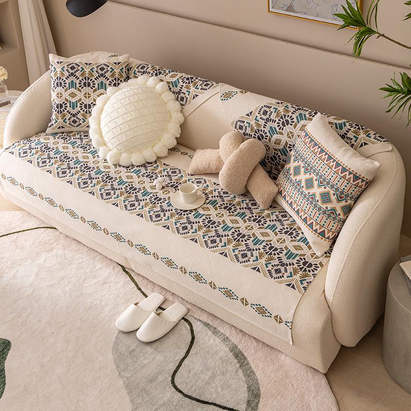 Cotton and Linen Nordic Light Luxury Sofa Cushion Sofa Towel Cover Cloth Cover Cover Leather Non-Slip Four Seasons Universal Cushion Simple