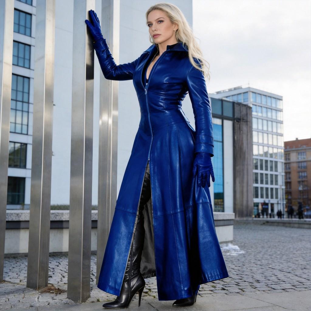Kožený kabát z PU pro ženy Dlouhý rukáv Štíhlý střih Street Style Podzim Zima