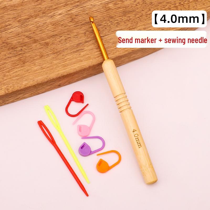 Set croșete din lemn rotunde pentru proiecte cu fir: Pulover, Păpușă, Papuci de casă și Pachet Material Tricotat