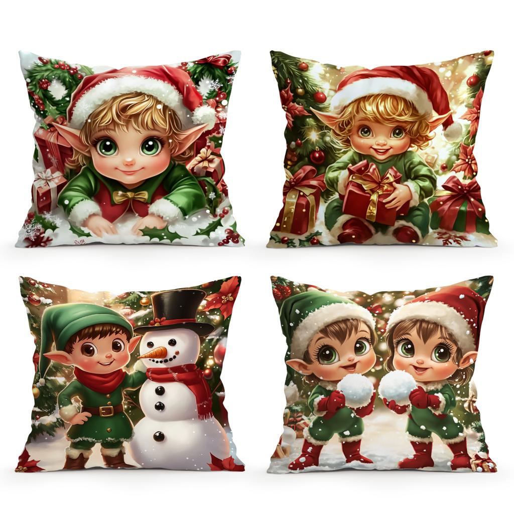 Christmas Elf Pillowcase Bedroom Sofa Cushion Cover 100% Polyester Living Room Cushion Pillowcase Home Decor