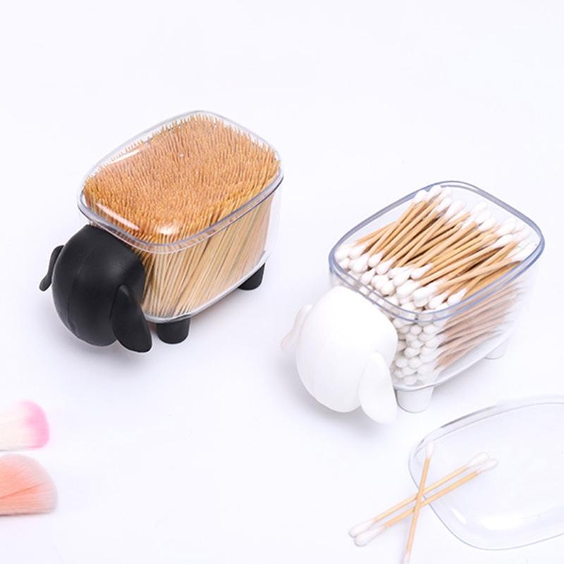 Clear Sheep Qtip Dispenser Desk Organizer for Cosmetic Pads Cotton Swabs Paper Clips Pushpins Hair Ties Dental Flossers