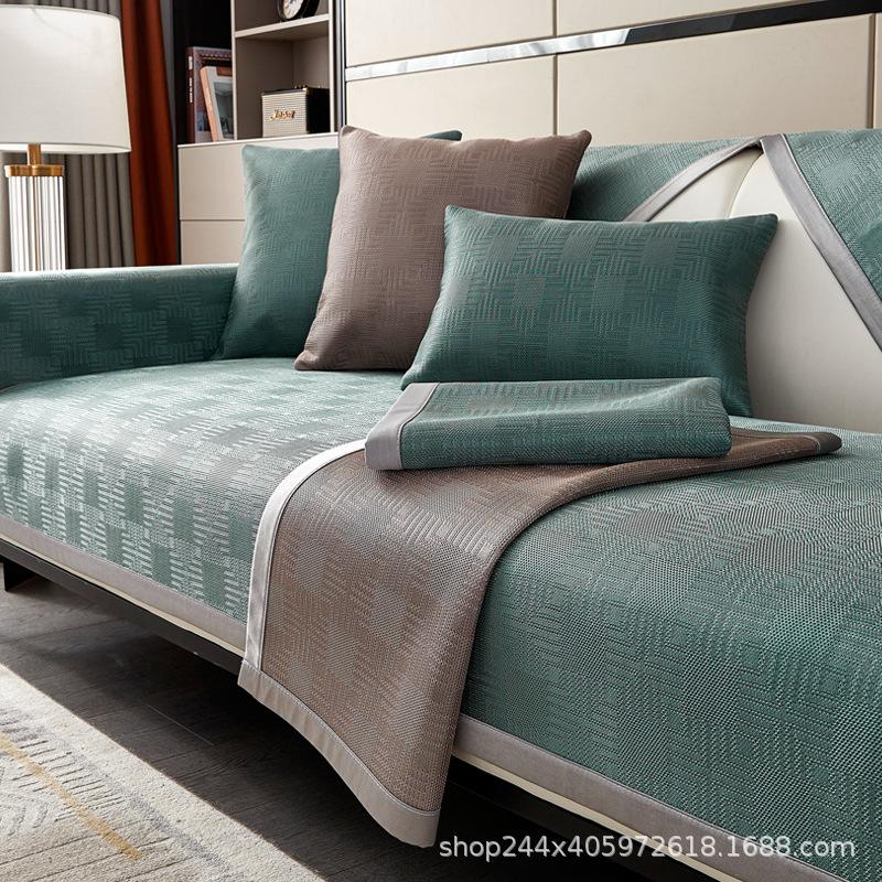 

Summer Ice Silk Sofa Cushion, Summer Mat Non-Slip Seat Cushion New Simple Modern Leather Sofa Cover 70*70cm