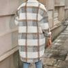 Női Alkalmi Divat Hosszú ujjú Hajtókás Kockás Mintás Gyapjú Vastag Kabát