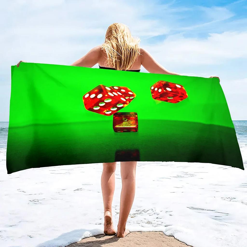 Dice Print Oversized Beach Towels,Super Absorbent Sand Free Thick Microfiber Beach Towel ,Cute Tropical Palm Leaf Beach Towels
