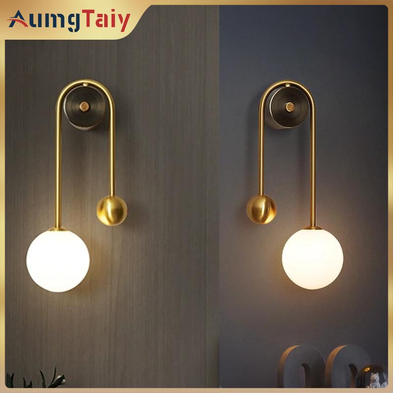 LED Bedroom Bedside Wall Light Lamp Glass Ball Gold Interior Lighting Sconce For Home Decor Living Room Corridor Luminaire