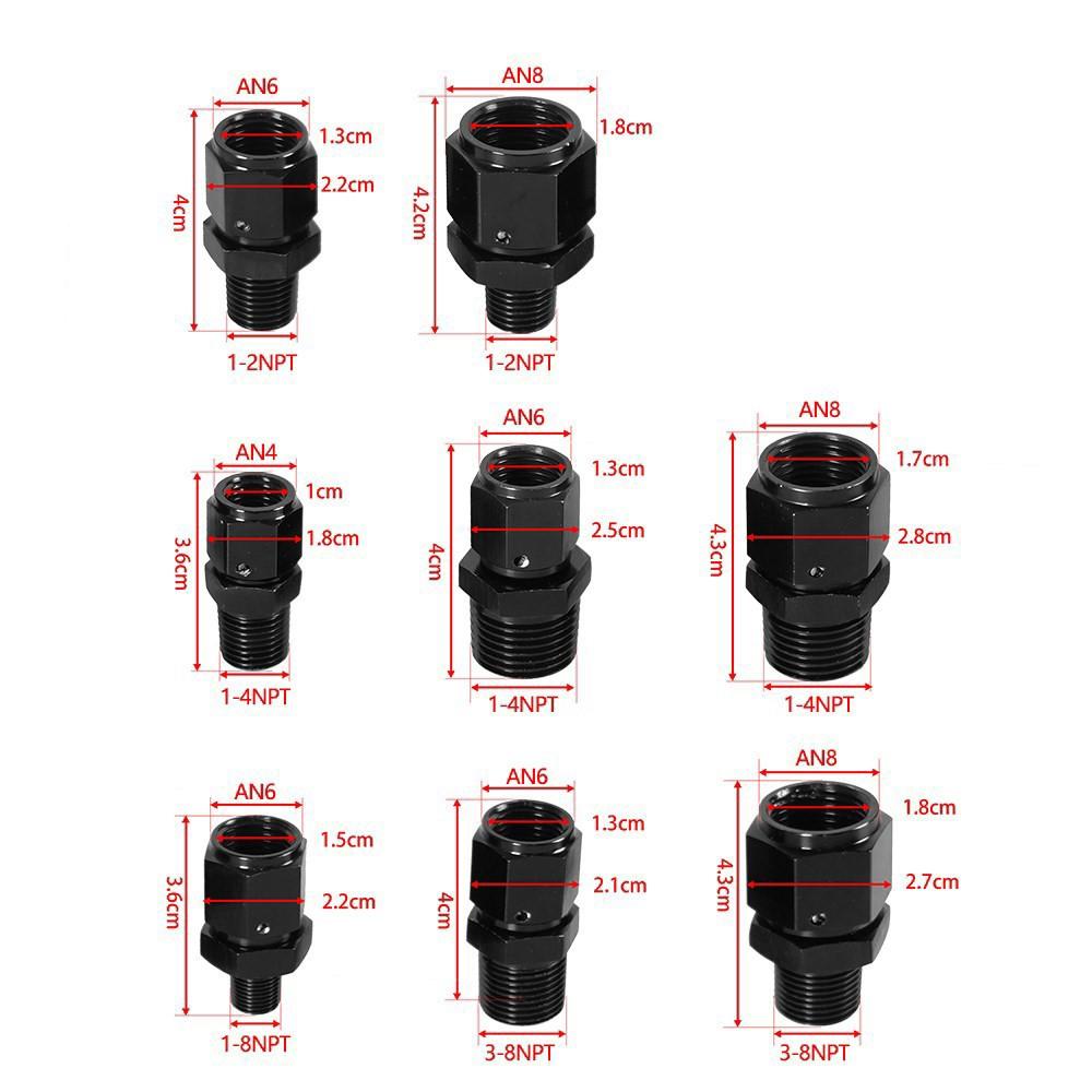 AN4 AN6 AN8 Fuel System Straight Adapter Fitting Female To 1/4NPT 1/2NPT 1/8 NPT 3/8NPT Male Swivel Adapter Fitting TF-1085