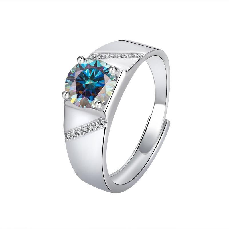 Bagues de mariage de luxe en cuivre pour hommes femmes Bijoux fins 1 ct 2 ct Multi-couleurs VVS1 D Moissanite Bague homme Dropshipping resizable&1CT white