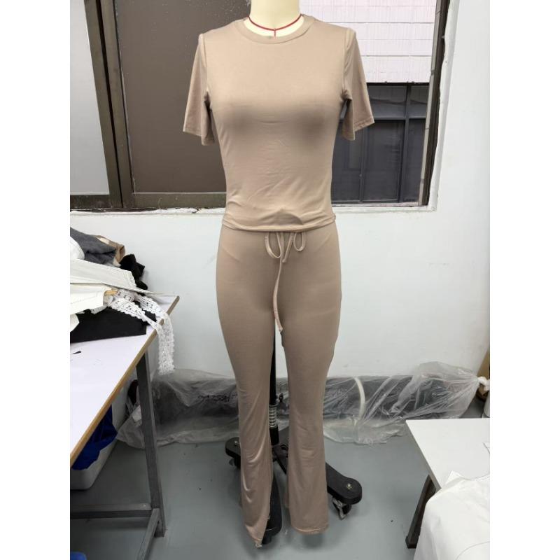 Ensemble Short à Manches Courtes Décontracté pour Femme et Pantalon Long pour Yoga, Sport, Vêtement d'Intérieur