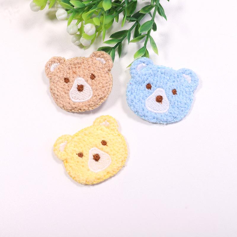 Cartoon Bear Woolen Headdress Patch - Small Embroidered Applique for Clothing