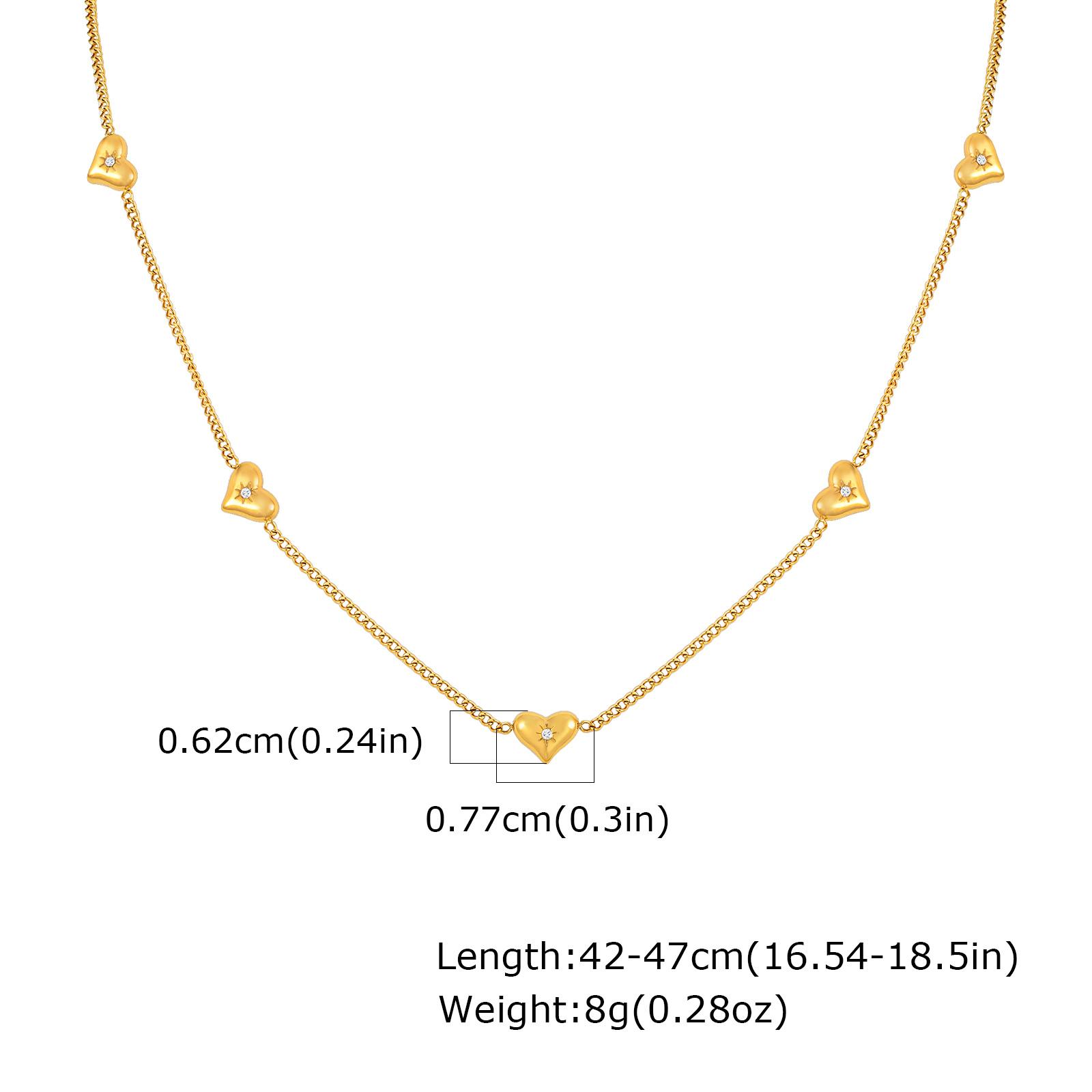 

Chic Heart Charms Necklaces, Gold Plated Stainless Steel Collar, Adjustable Women s Love Gift Jewelry