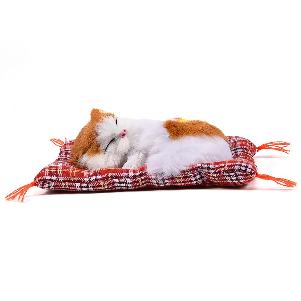 Sleeping Kid SimulationCatPlush Sound Toy Stuffed Doll Home Decoration (Yellow + White)