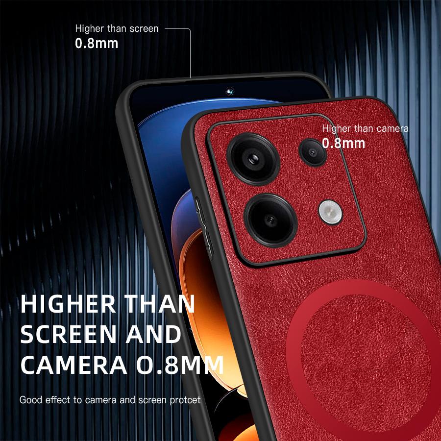 For POCO X6 X6 Pro PU Leather Magnetic Ring Soft Edge Anti-Drop Anti-Fingerprint Phone Case