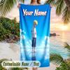 Naruto Beach Towel, Personalized Custom Name Text, Quick Dry Large Absorbent Towel For Beach Pool