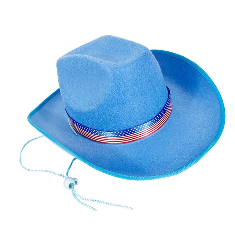 Homburg Cowboy Hats with Unique Patriotic Band Fedoras Hat Top Hat Classical Porkpie Hat for Boy Men Hat Theme Party
