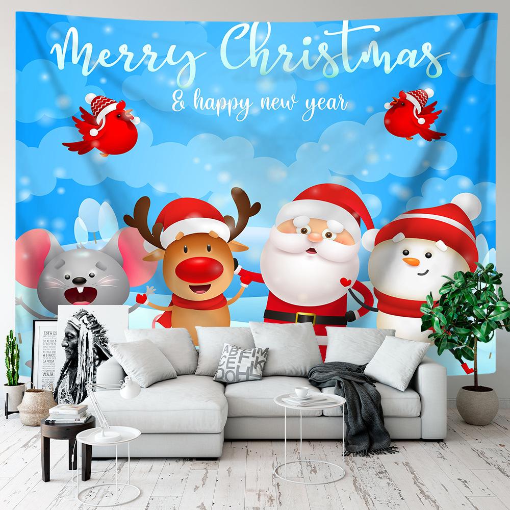 Cartoon Tapestry Christmas Wall Hanging Background Cloth Room Party Decoration