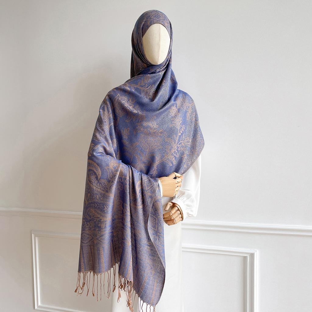 11Color 70*190cm Women Hijab Gold Thread Jacquard Scarf Muslim Wrap Ramadan Islam Headscarf Hijabs Turban Neckerchief Shawls