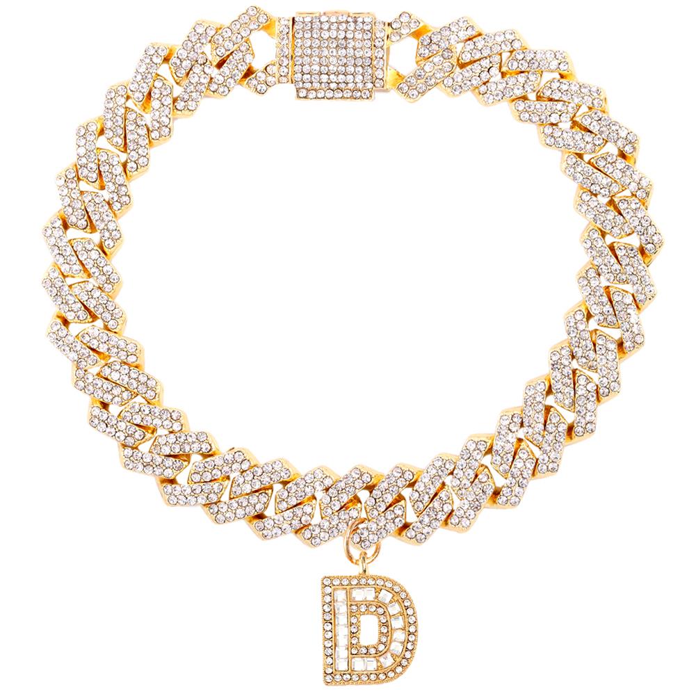 Bling Iced Out A-Z Letter Initial Cuban Link Chain Anklets For Women Hip Hop Chunky Cuban Anklet Bracelet Beach Barefoot Jewelry