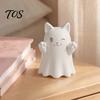 3D Printed Cat Sculptures Cute Ghost Figurine, Wink Smile Surprise Spooky Halloween Decor, Lover Gifts Blank White DIY Paintable Statue, Stable