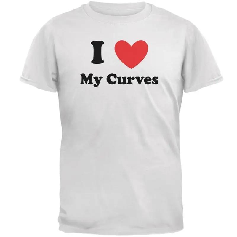 I Heart Love My Curves White Adult T Shirt