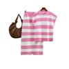 Fashion half-zip olo collar striped knitted short-sleeved suit women's casual wide-leg pants summer two-piece suit