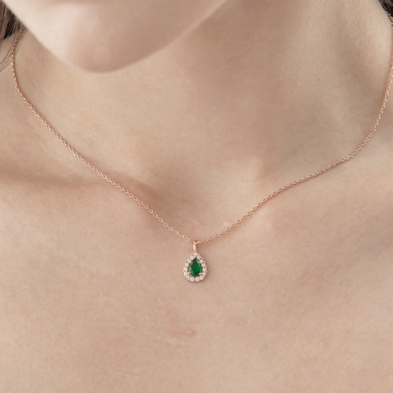 ELLE Jewelry Green Tear Necklace ELBRNN199