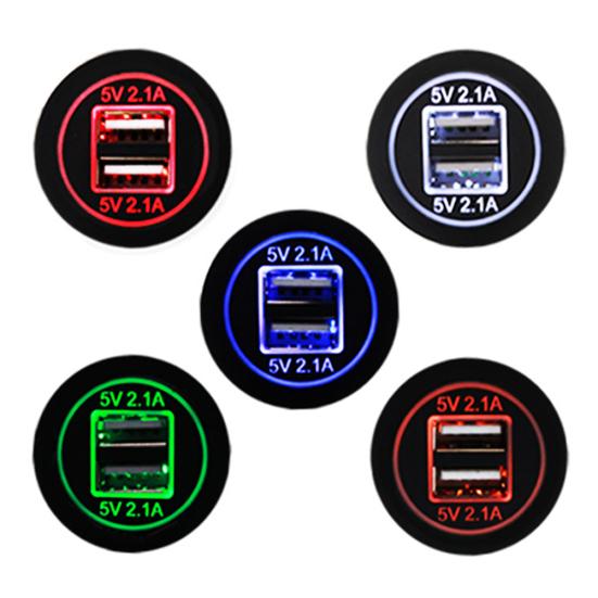 5V 2.1A doble USB-porter LED-skjerm Bilmotorsykkeltelefonladerkontaktadapter