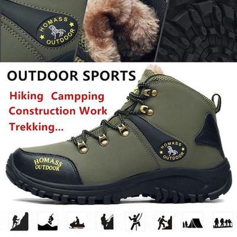 38-46 Men's Winter New Large Size Plus Velvet High Side Hiking Shoes Men's Hiking Shoes Cotton Shoes