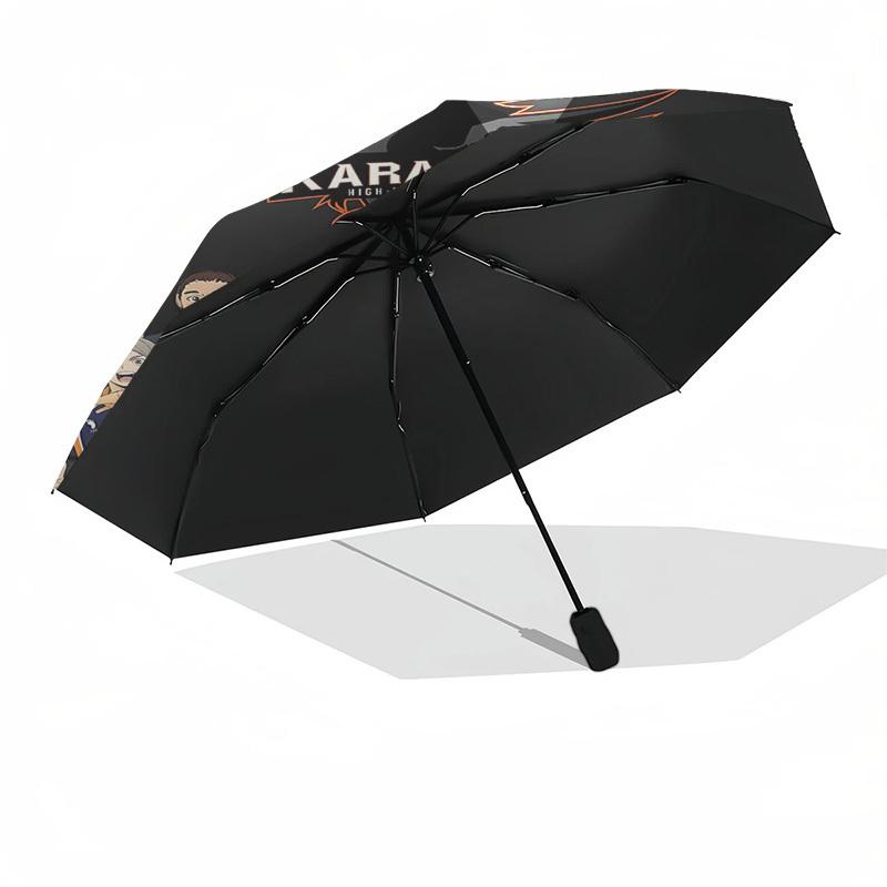 Haikyuu-Themen-Regenschirm mit automatischem Öffnen und Schließen, Kompakter Reise-Regenschirm, Leicht und Tragbar, Geeignet für Strand, Pendeln, Bus