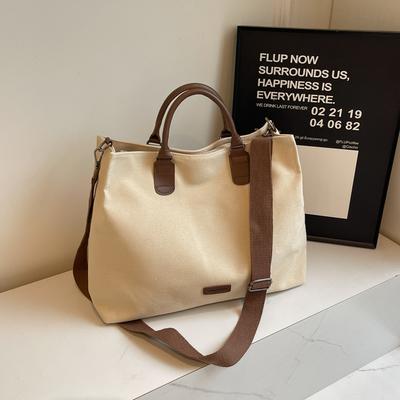 Large Capacity Canvas Shoulder Bag for Women Crossbody Pendulum Bags Basic Style Stitching Line