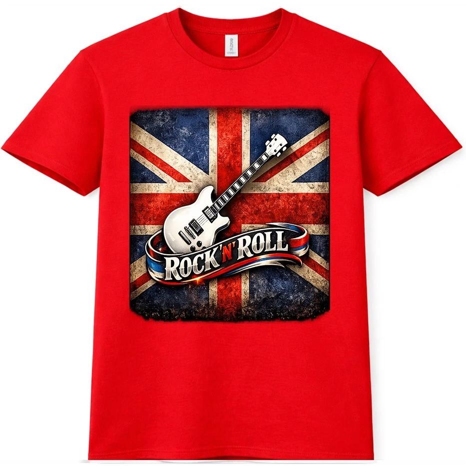 Union Jack T-Shirt Guitar Rock N Roll Graphic Tee British Punk Music Gift Top XXXXL