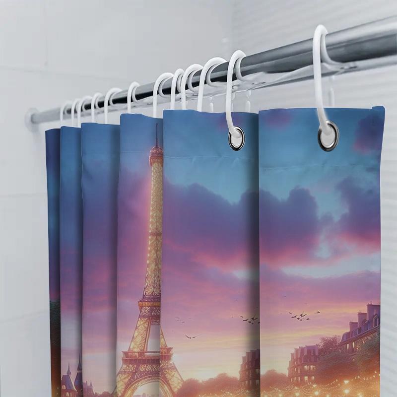 Paris Eiffel Tower Shower Curtain | Romantic Cityscape Bathroom Decor
