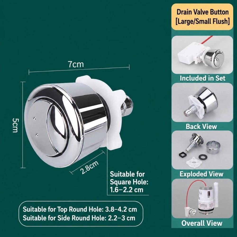 Cable Operated Toilet Flush Button Adjustable Toilet Flush Replacement Water Tank Accessory