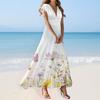 Boho Dress For Women Casual Loose Fit Summer Sundress Floral Print Dress With Pocket