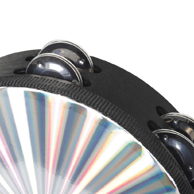 Metal Bells Hand Held Percussion Drum with Ergonomic Handle Grip 8/10Inch Double Row Tambourine Round Musical Tambourine