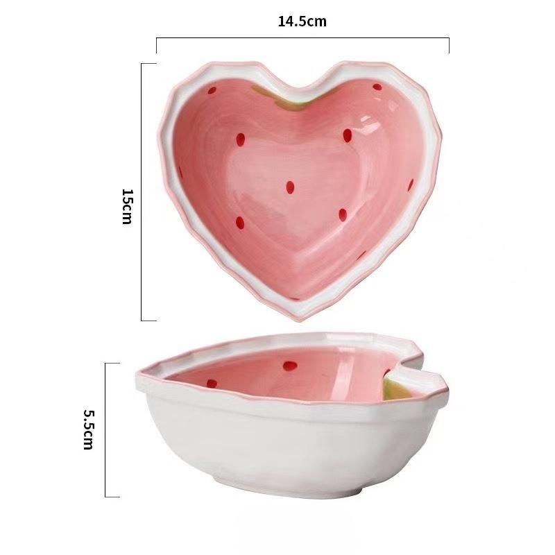 Strawberry Love Bowl High Beauty Instagram Internet Celebrity Ceramic Dessert Bowl Girl's Heart Cute Gift Bowl Couple Set