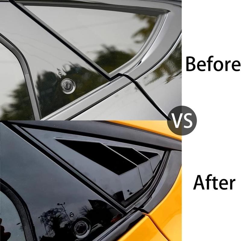 2Pcs Car Rear Side Window Scoop Louvers Cover Window Visor Cover ABS Fit for Ford Electric Horse Mustang Mach-E 2021-2022