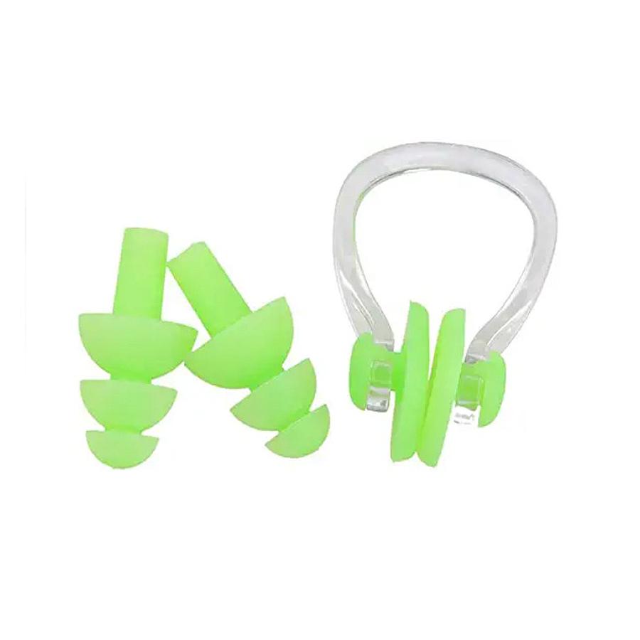 Swimming Nose Clip Earplug Set, Silicone Three-layer Waterproof Non-slip Nose Ears Protectors